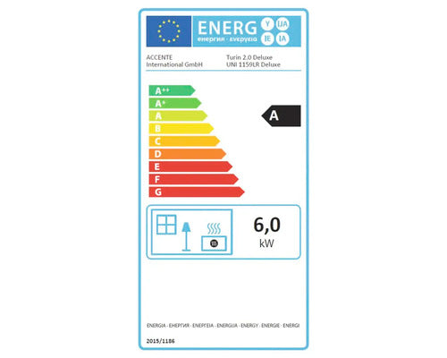Cheminée Accente Turin 2.0 Deluxe Grès 6 kW avec compartiment de chauffage